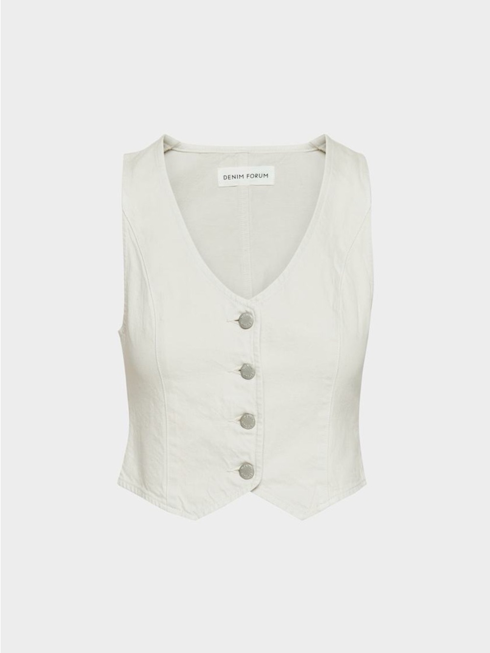Denim Forum Cream Button-Front Sleeveless Vest